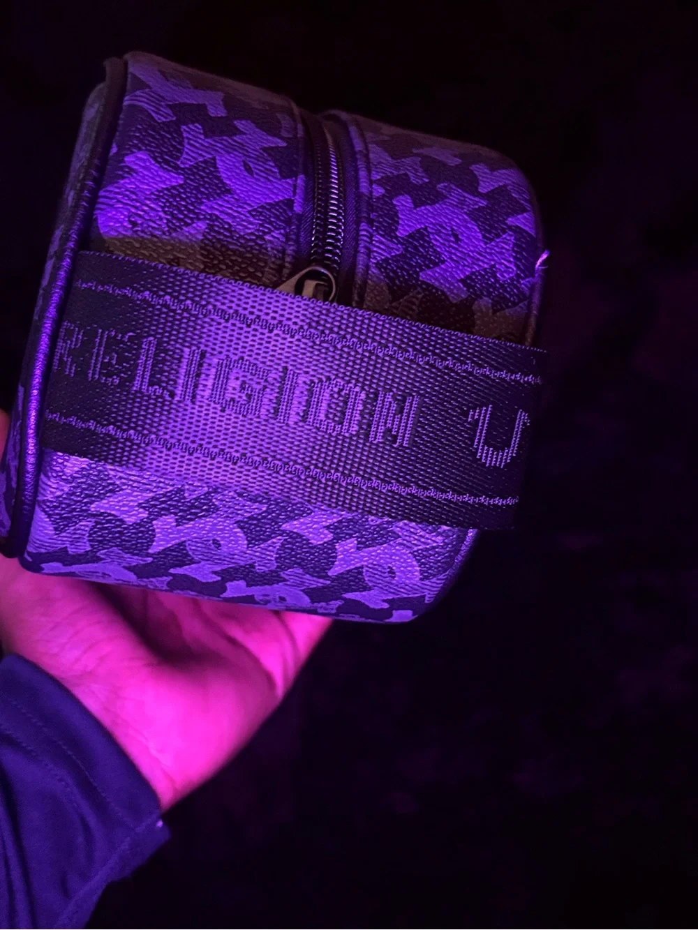 True Religion Purple Houndstooth Key & Card Holder